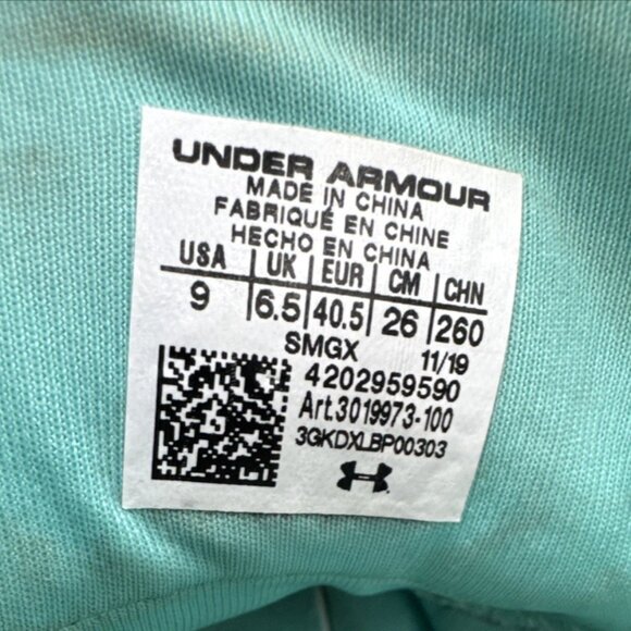 Under Armour Shoes Womens 9 Breathe Lace up White Running Sneakers 3019973-100 - Picture 2 of 8